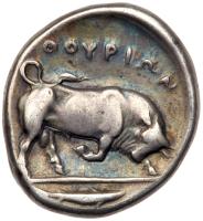 Lucania, Thourion. Silver Nomos (7.68 g), ca. 400-350 BC About VF - 2