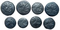 8-Piece lot of large Ptolemaic 2nd Century BC Bronzes