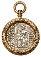 Handsome 18K Yellow Gold bezel with Ancient Seleukid Empire Silver Tetradrachm, Ca. 88-75 BC - 2