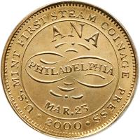 2000 ANA "First Steam Press" Gem Unc Gold Commemorative Medal - 2