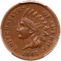 1864 Indian Head 1C. Bronze, with L PCGS EF45 BR