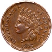 1876 Indian Head 1C PCGS AU50