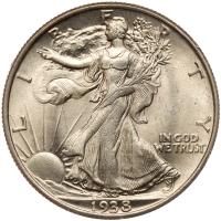 1938 Liberty Walking 50C PCGS MS63