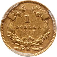 1857-S $1 Gold Indian PCGS VF Details - 2