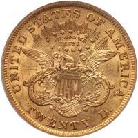 1873 $20 Liberty. Open 3 PCGS AU50 - 2