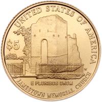 2007-W Jamestown Commemorative Gem Unc $5 Gold Coin - 2