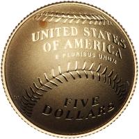 2014-W Baseball HOF Commemorative Gem Proof $5 Gold Coin - 2