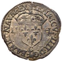 France. Douzain 2nd Type, 1593-C (Saint-Lo) VF