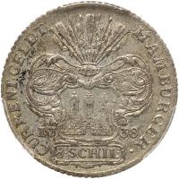 German States: Hamburg. 8 Shilling, 1738-IHL PCGS AU55 - 2