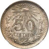 Mexico. 50 Centavos, 1919-M NGC MS64