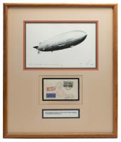 Beautifully Framed Original Piece of Mail Postmarked and Flown Aboard the Hindenburg