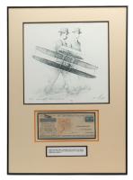 Framed Wright Brothers Etching and Cover Commemorating the Silver Anniversary of the First Airplane Flight