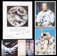 Apollo Mission Astronauts Signed Photos: Apollo 7's Walt Cunningham, Apollo 12 Crew, and Apollo-Soyuz Members.