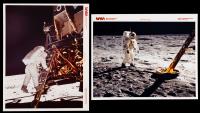 Apollo 11: Two Vintage Red Numbered NASA Images of Buzz Aldrin on the Moon. "This Paper Manufactured by Kodak" on Verso