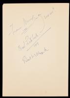 Four Signature Page: Fredric March, Basil Rathbone, Robert Morgenthau, and Abe Burrows Obtained Spanning Years. Unusual