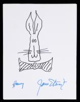 Jimmy Stewart: Beloved Actor from Hollywood's Golden Age. Hand-Drawn Rabbit Signed "Harvey" and Jimmy Stewart