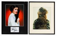 Star Wars: Carrie Fisher Well Presented Cut Signature in Iconic Photo as Leia, plus A Superb Signed Photo by Peter Mayhew as Che