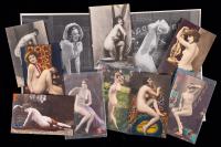 Collection of 60 Antique and Vintage Nudes with 40 Pieces Pre-1920s with 22 in Hand-Tinted Colors. Italian and French + 20 US 8