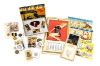 Diverse Collection of Vintage Original Ephemera: Scarce Political Tokens Marilyn Monroe WWII Era Material, Uncut Japanes