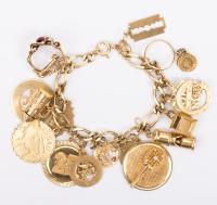 Ladies 14K Yellow Gold, Charm Bracelet with 62.5 Gram Weight