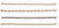 Four (4) Ladies Bracelets in 10K Yellow Gold with Accent Diamonds in Distinctly Different Styles. Perfect Traveling Jewelry