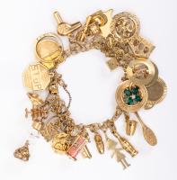 Ladies Extra-Fancy 14K Yellow Gold Charm Bracelet with 28 Terrific Charms and Having Impressive Gold Weight