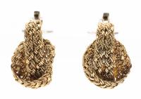 Ladies Braided Knot 18K Yellow Gold Post Earrings.