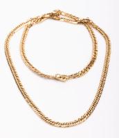 Men's or Ladies 18K Yellow Gold Italian Flat Curb Necklace