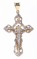 Cross in 14K Yellow and White Gold with Accent Diamonds and Large Bail