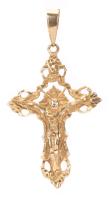 Crucifix in 14K Yellow Gold with Large Bail to Accommodate Large(r) Gold Chains or Cord