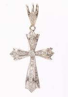 Ladies Elegant 14K White Gold Florentine Cross with .75 Carats of White Diamonds Set Throughout Including the Bail.