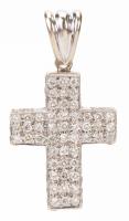 Men's Bold 14K White and Yellow Gold Cross Set with White Accent Diamonds on Obverse and Sides.