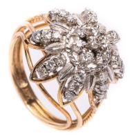 Ladies Lovely 14K Yellow and White Gold, Diamond Ring is a Lovely Floral Motif.