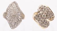 Ladies Vintage 70s Diamond "Bling" Rings in 10K Yellow and White Gold Both Bringing The Sparkle Each With Over 40 Diamonds