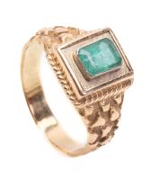 Men's Vintage, 14K Yellow Gold and Emerald Ring