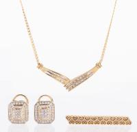 Ladies 14K Yellow Gold and Diamond Earrings, Petite Pin with Repeating Valentine Hearts and a 10K Gold and Diamond Chain Necklac