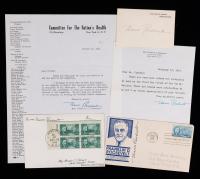 Eleanor Roosevelt: Five Signed Pieces Including a White House Card, a First Day of Issue Cover for FDR and Two (2) ALS