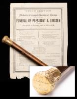 Post Civil War Era, 14K Gold Tipped Walking Cane Presented by John Alexander McClernand to Burton C. Cook + Broadside