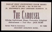 Vintage Business Card from Jack Ruby's Notorious Carousel Club