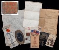 Civil War Soldier's Personal Effects: 155th Regiment of Pennsylvania Volunteers. Tin Type, CDV, Carving, Badges, Letters