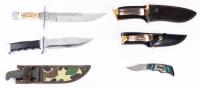 Collection of 6 Hunting and Utility Knives Including Buck, Humvee, Whitetail, Coyote Cutlery.