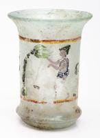 Hand Painted Roman Glass Beaker. Circa 3rd-4th Century C.E.