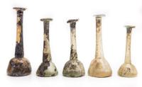 Five (5) Ancient Roman Glass, Long Necked Vessels, Superb Collection.