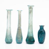 Ancient Roman Glass Unguentarium in Desirable Cobalt Blues and Aqua.