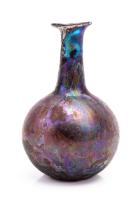 Spectacular Ancient Roman Glass Perfume Bottle. Exceptional Iridescence and Colors