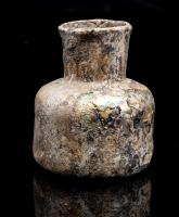 Ancient Roman Flask, Short Neck, Squat and Spectacularly Encrusted Throughout with Iridescence 2nd-3rd Century AD