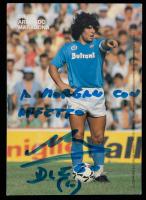 Diego Maradona Signed Sports Card Wearing his Napoli Buitoni Jersey. One of the Greatest Footballers in History