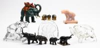 Herd of Elephants: Collection of Small and Large Elephants made of Glass, Bronze, Brass with Enamel and Cast Iron