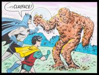 Original Color and Ink Drawing of Batman, Robin and Clayface By Sheldon "Shelly" Moldoff