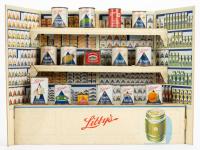 Rare 1930s Libby's Toy Kitchen with Original Cabinet. Excellent Condition including 15 Original Cans with Labels